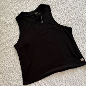 Vuori women’s Black crop tank top, soft, comfortable, size small.